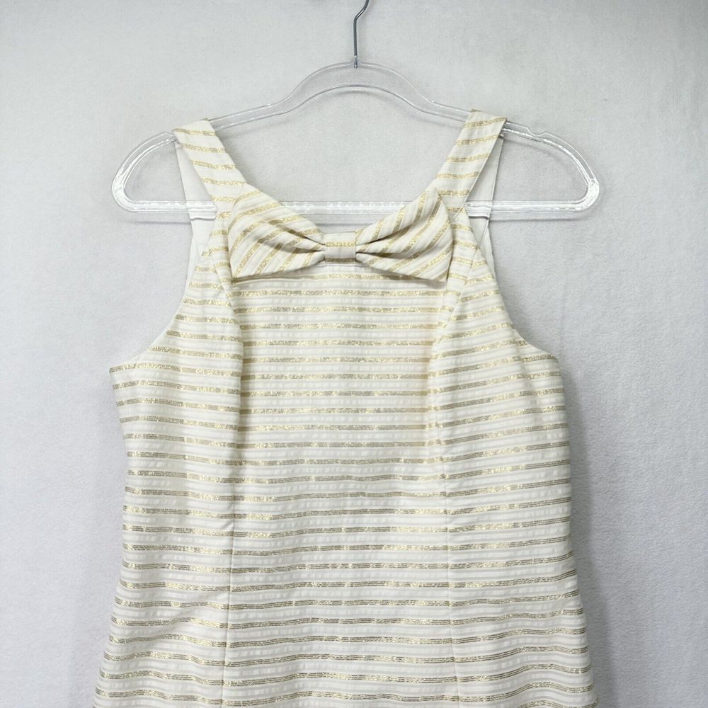 Lilly Pulitzer Henley Corded Organza Gold Stripe Knee Length Dress Size 8 - Picture 3 of 16